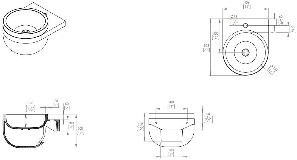 Подвесная раковина настенная овальная KRION ARO белая sun-id-1385771 - Вид №3