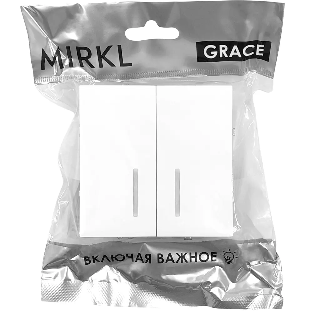 Выключатель встраиваемый Mirkl Grace 2-клавишный с подсветкой белый 89393870 STLM-1445603 - Вид №4
