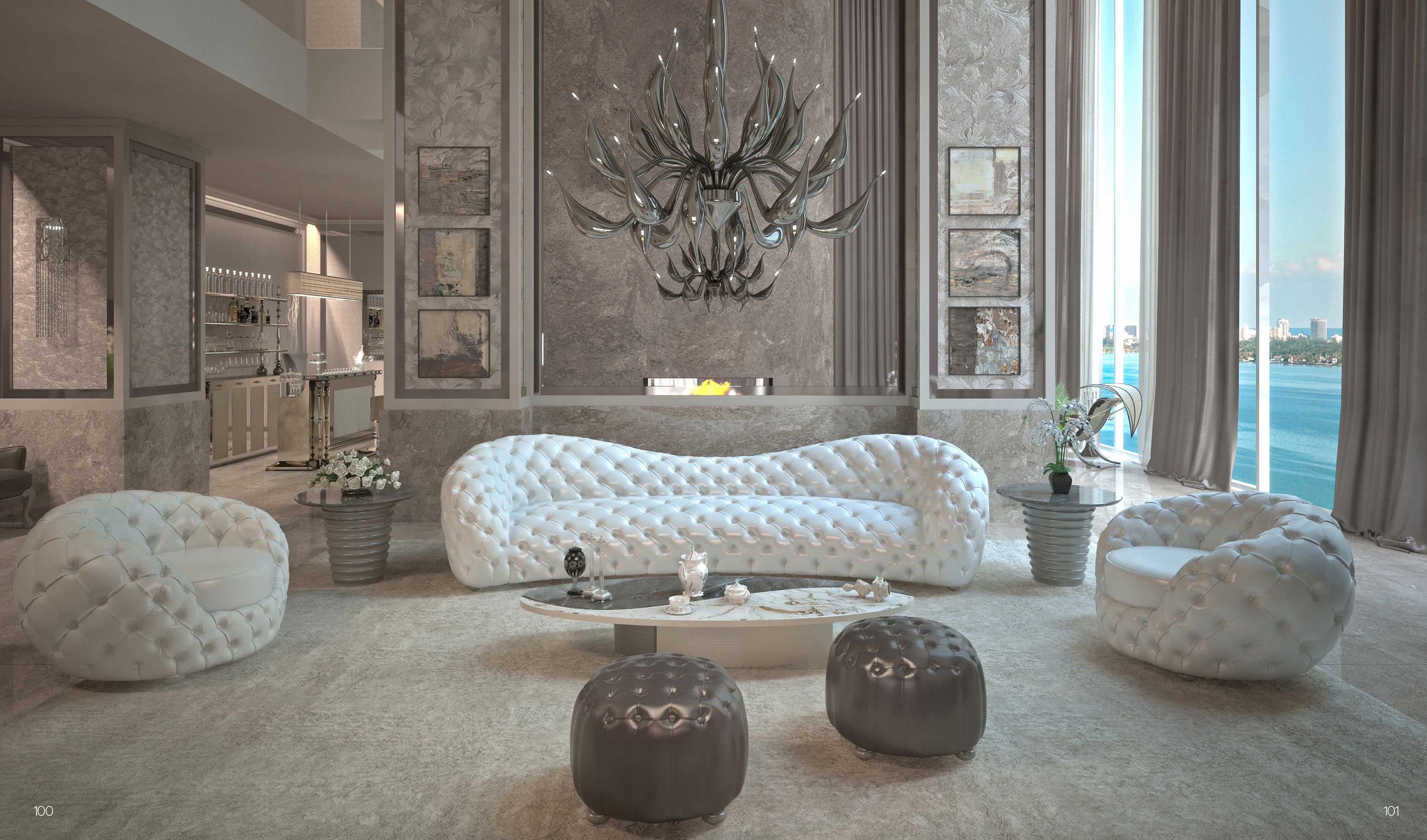 Изогнутый кожаный диван capitonné Mantellassi 1926 Nuvola ARCH-00111545 - Вид №4