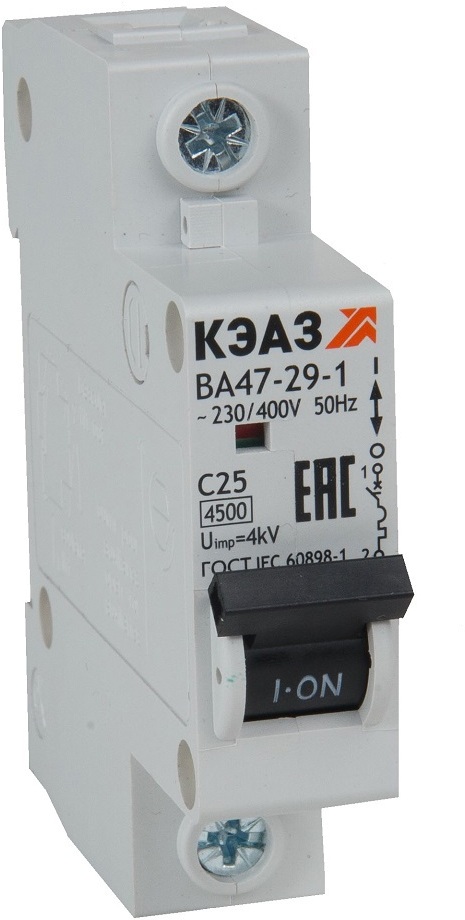 91054267 Автоматический выключатель ВА47-29 УХЛ3 1P C25 А 4.5 кА 2000000050 STLM-0459807 КЭАЗ