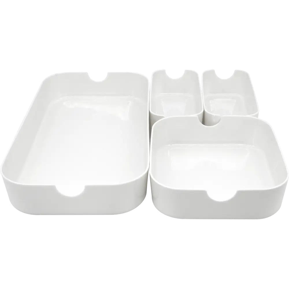 Набор из 4 корзин для выдвижного ящика Sensea Remix цвет белый 16.3x5.3x30.2 см Без серии STLM-2070138 - Вид №1