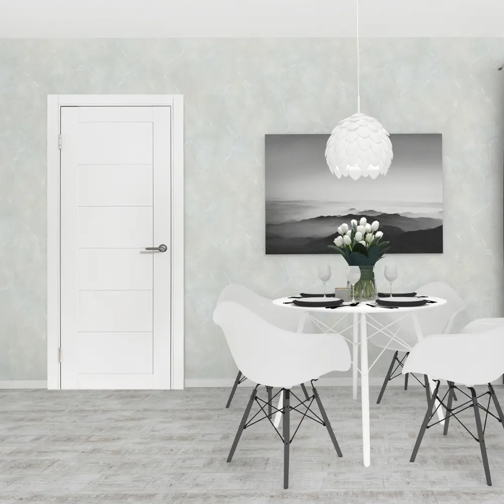 Дверь межкомнатная глухая Богема 60x200 см Hardflex цвет белый с замком и петлями PORTIKA STLM-2023827 - Вид №1