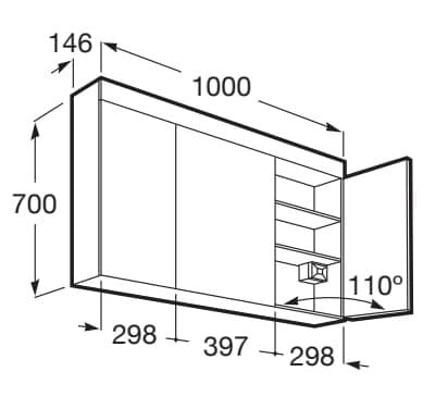 Прямоугольное зеркало с настенным контейнером Roca EIDOS 85737 / 85738 ARCH-00099256 - Вид №5