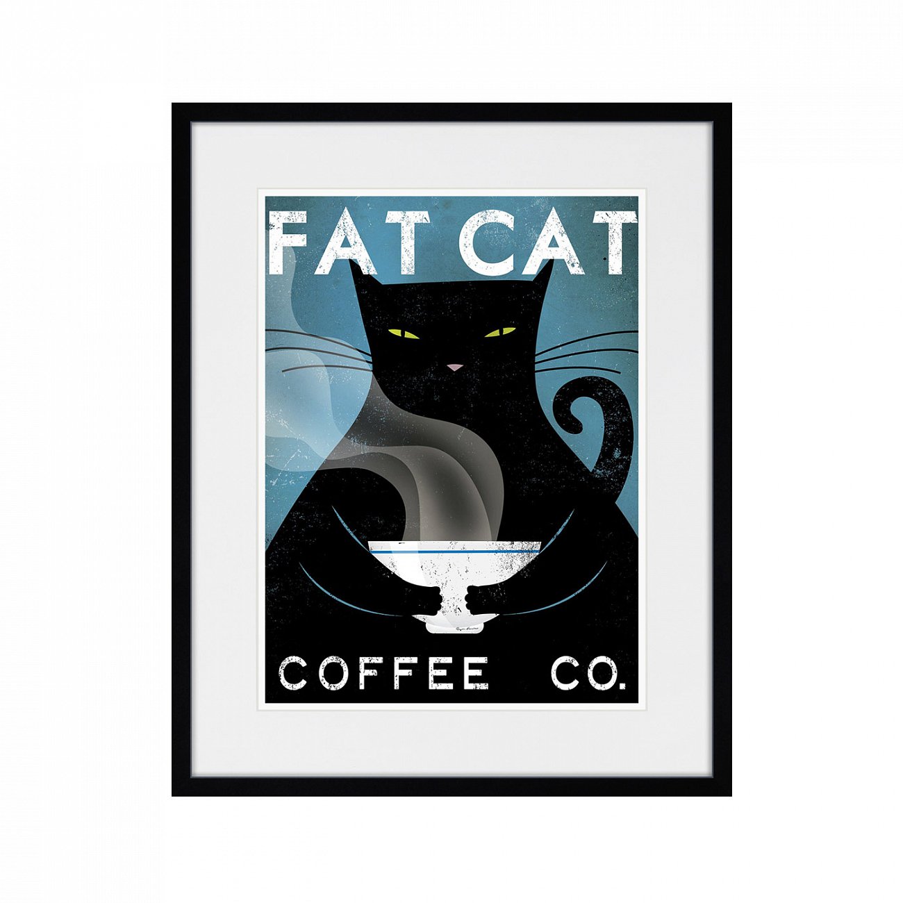 Картина 52х42 см Fat Cat Coffee Co. КАРТИНЫ В КВАРТИРУ  00-3894688 Синий;черный  - Вид №1