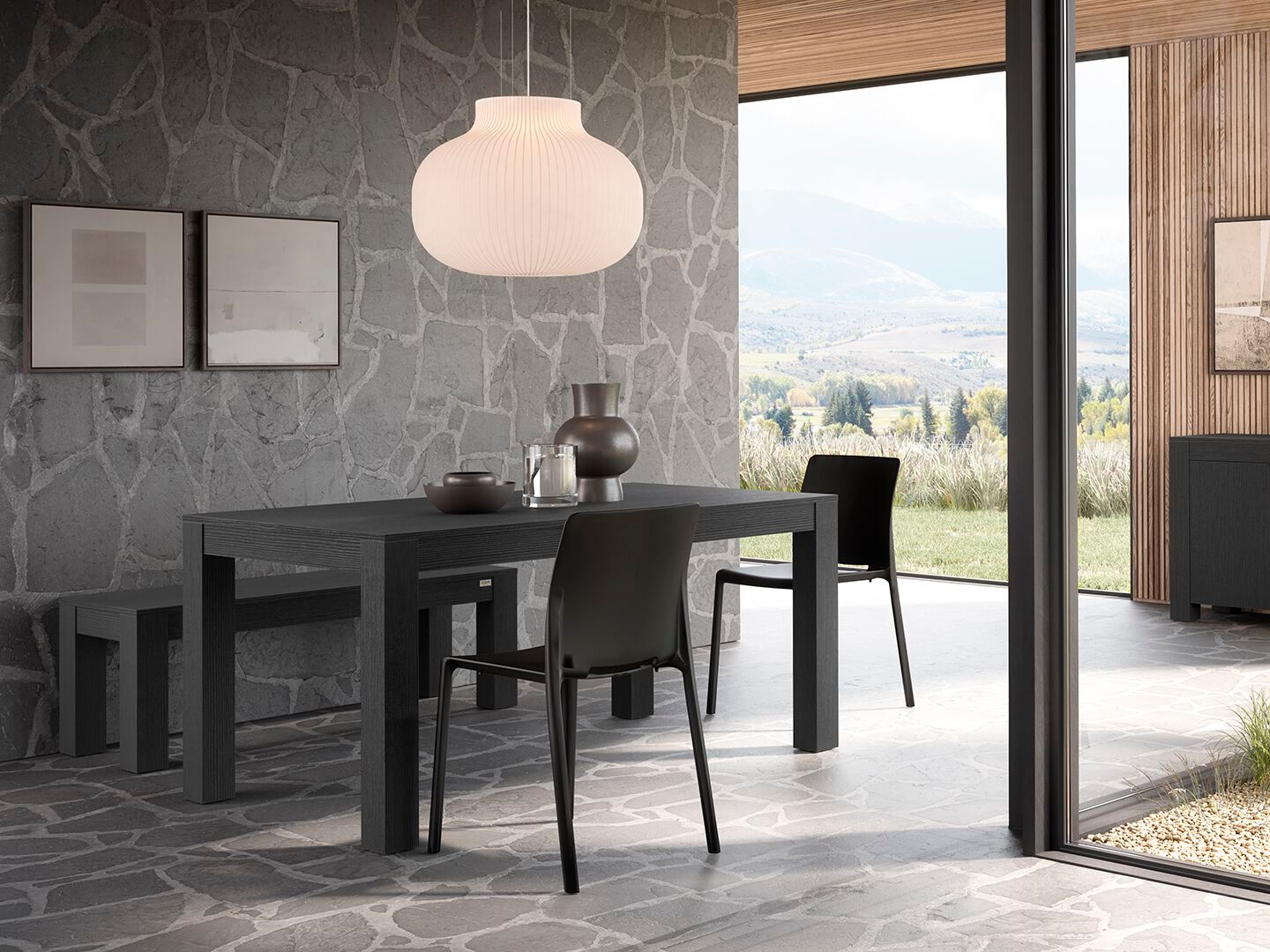 Прямоугольный обеденный стол из черного ясеня Mobili Fiver Rachele ARCH-00143182 - Вид №2