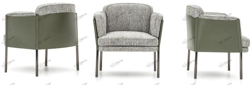 Minotti Кресло из ткани и кожи с подлокотниками Shelley sun-id-1371593