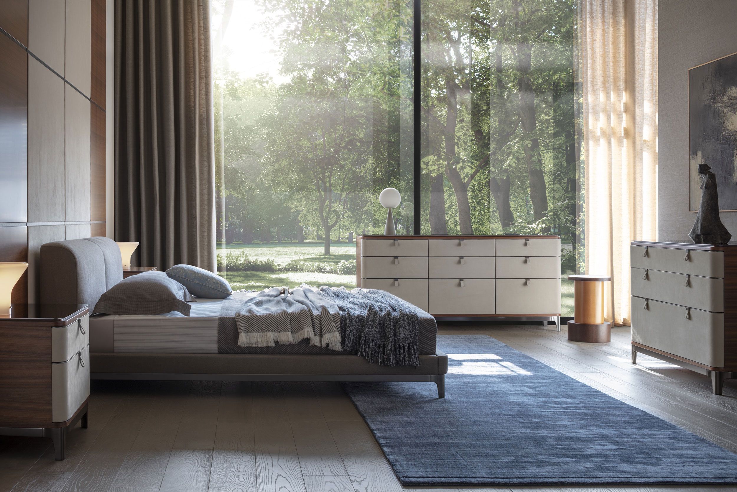 Двуспальная кровать из ткани с мягким изголовьем OAK New York Suite ARCH-00059257 - Вид №3