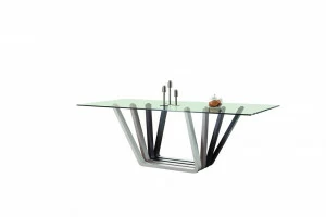 Обеденный стол стеклянный на металлическом основании 180 см Giardino ESF FASHION 044036 Прозрачный;серый