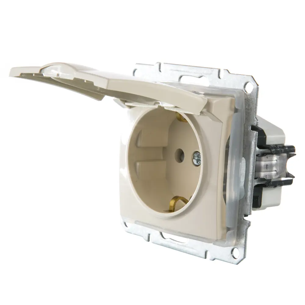 Розетка Schneider Electric Sedna с заземлением, крышка, цвет бежевый, IP44 STLM-2141276 - Вид №1