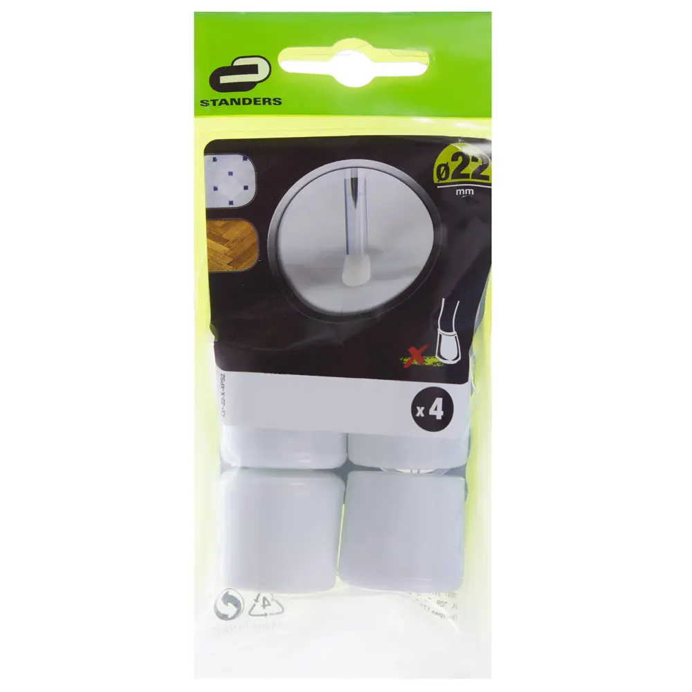 Насадки Standers 22 мм, круглые, пластик, цвет белый, 4 шт. 14156225 STLM-2167428  - Вид №2