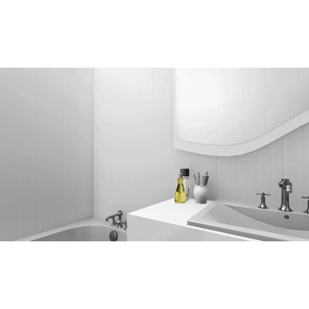 Панель ПВХ Рипсо белый 8 мм 2700х250 мм 0.675 м² 81946597 STLM-2163180 КРОНАПЛАСТ  - Вид №2