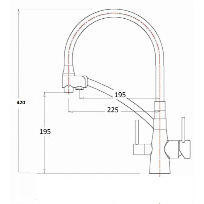 Zorg ZR 338-6 YF SATIN Смеситель для кухни Zorg 420х225 мм  - Вид №2