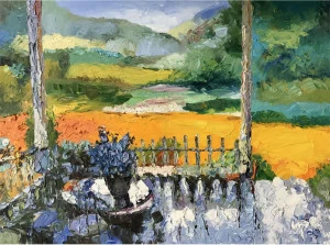 Картина на холсте 90х120 см "Цветы в саду" EVENHOME КАРТИНЫ МАСЛОМ 129956 Желтый;зеленый;разноцветный