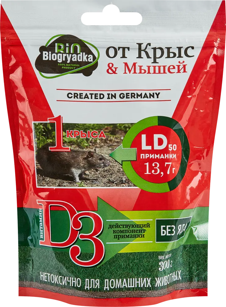 85638636 Родентицид от крыс и мышей Biogryadka биопродукт 300 гр STLM-0064939