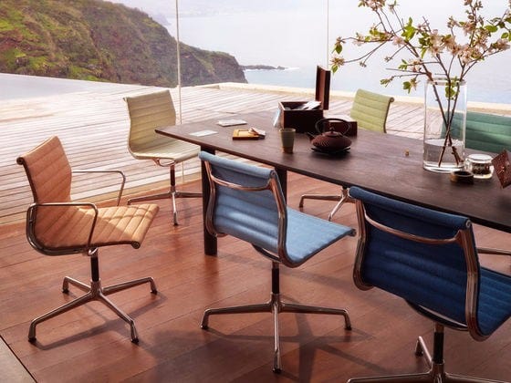 Кожаный поворотный операционный офисный стул с подлокотниками VITRA Eames Aluminium Group ARCH-00047211 - Вид №11