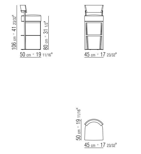 Высокий металлический стул с кожаной подушкой Flexform ARCH-00054704 - Вид №2