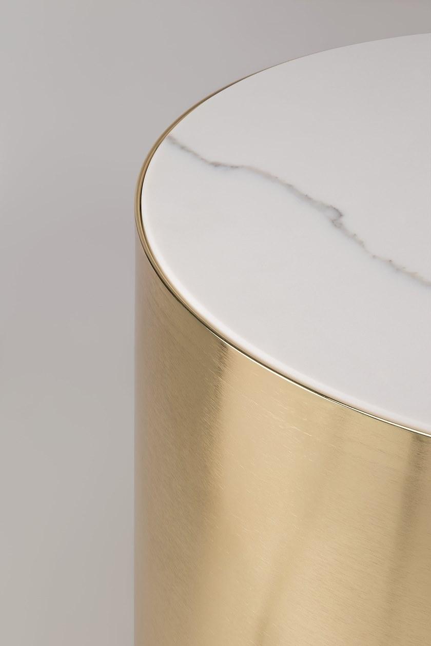 Tirolo Круглый журнальный столик из каррарского мрамора и латуни Alexander 084 h45 - Вид №3