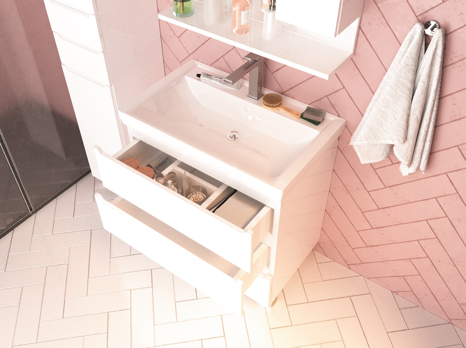 У57594 Тумба Кода 60Н 3в.я. Белый глянец, МДФ 1 Marka Кода  - Вид №6