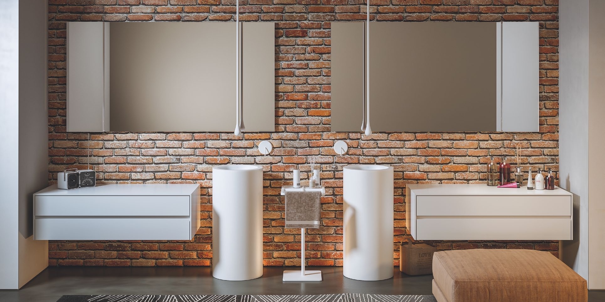 Moma Design Столик-подставка с полотенцедержателем Caddy 2 белый CDY2 - Вид №3