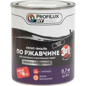 Грунт-эмаль по ржавчине 3 в 1 ProfiLux цвет черный 0.7 кг