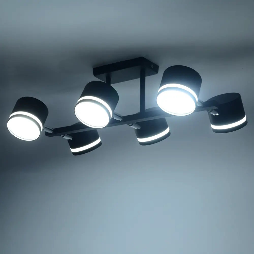 Люстра на штанге Talco 6 ламп 15 м² цвет черный SCHAFFNER STLM-2056820 - Вид №1