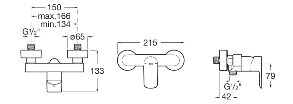 Латунь 2 отверстия открытый смеситель для душа Roca Cala ARCH-00151981 - Вид №4