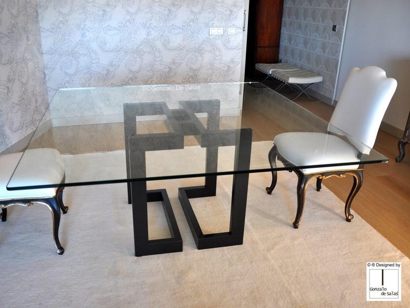 Gonzalo De Salas Квадратный обеденный стол из железа и стекла Sendai sun-id-1494015 - Вид №2