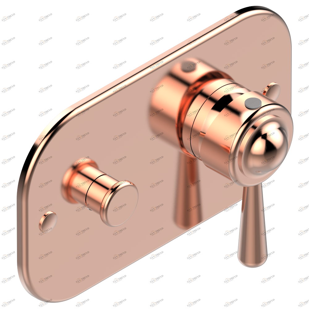 G7B-6550B Внешняя часть смесителя для душа однорычажного встраиваемого в стену с переключателем 6550 Thg-paris Beaubourg с рукоятками Розовое золото G7B 6550B CAT.F