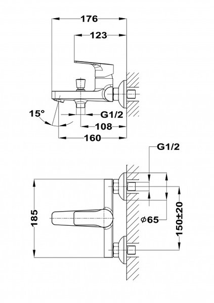 951089 Смеситель для ванны Teka Manacor 841221200  - Вид №1