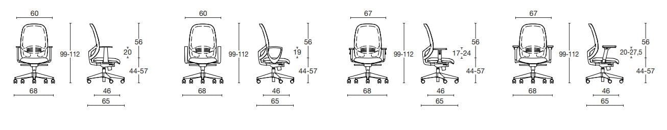 Офисное кресло с регулируемой высотой и сетчатым колесом с 5 спицами Diemme Hop ARCH-00125363 - Вид №4