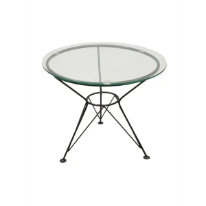 92007801 Стол круглый M-group Ракушка со стеклом без ротанга 50x50x42 см черный STLM-1391445