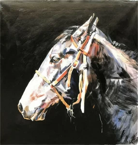 Картина на холсте 100х100 см "Лошадь -3" EVENHOME КАРТИНЫ МАСЛОМ 130004 Белый;черный