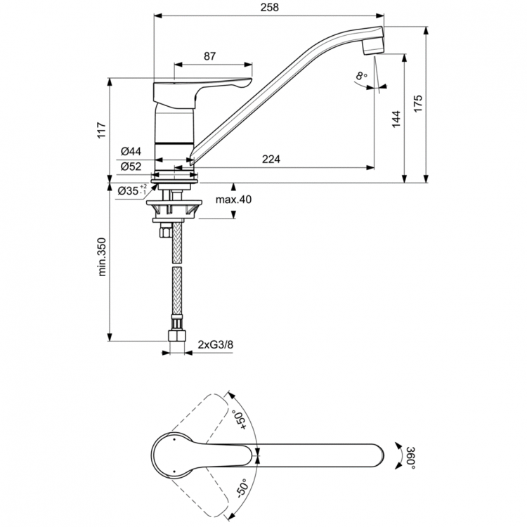 BC490AA Смеситель для кухонной мойки Ideal Standard ALPHA - Вид №2