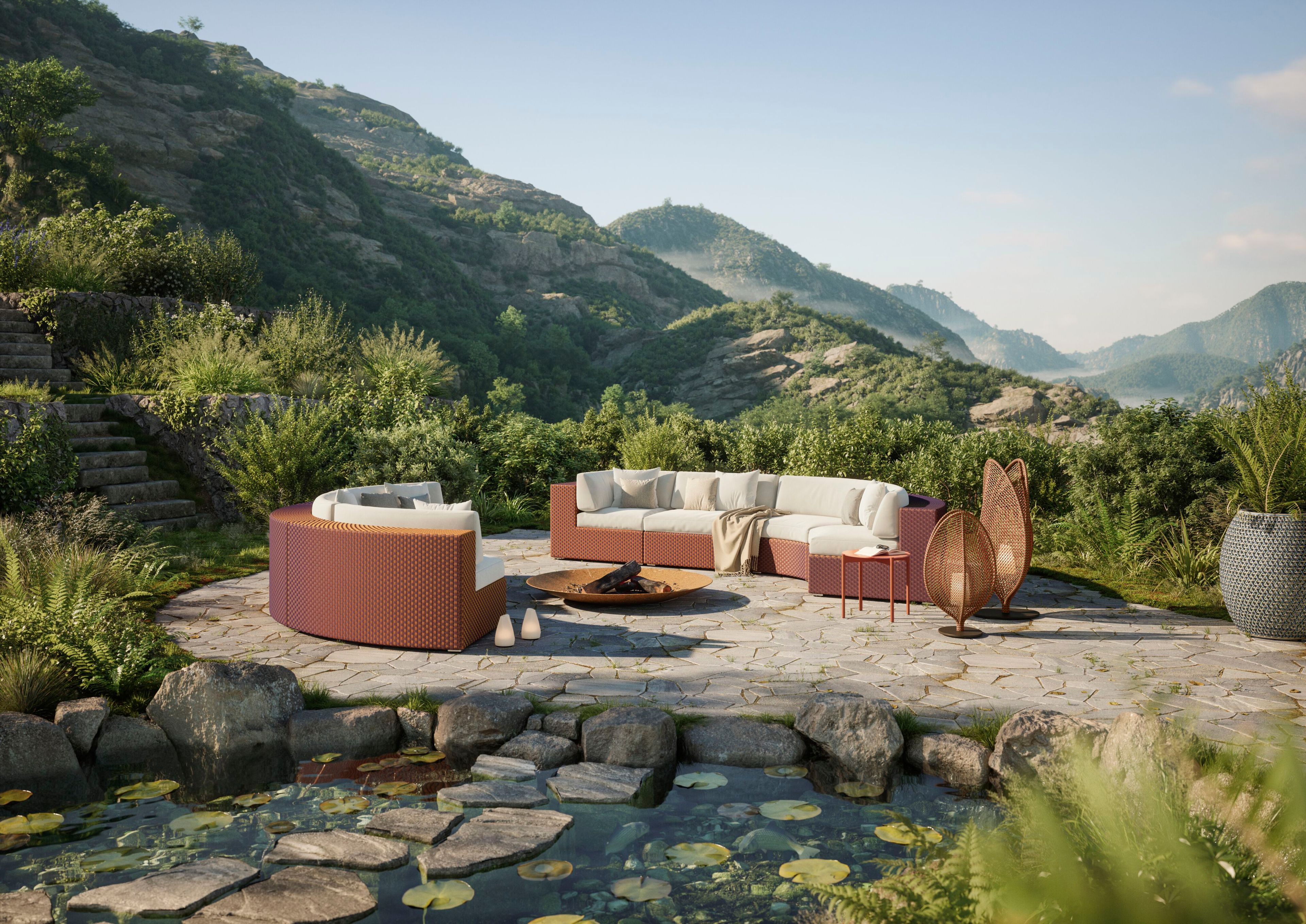 Круглый алюминиевый журнальный столик с порошковым покрытием с керамическим материалом DEDON IZON ARCH-00060870 - Вид №5