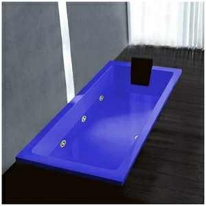 Ванна Gruppo treesse Quadra 170 V072B-DX-SIZ синяя с золотой фурнитурой гидромассажем и дезинфекцией прямоугольная встроенная правая