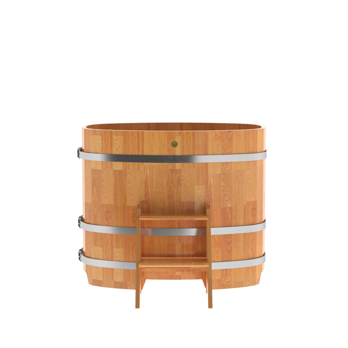 1379 Купель овальная из сращенных ламелей лиственницы 0,76х1,16х1,0 натуральная Alyarus  - Вид №3