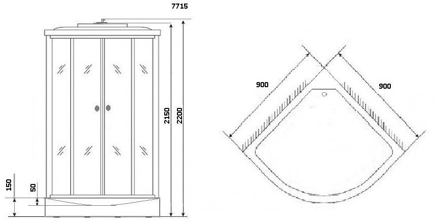 Душевая кабина NG-7715W (900x900х2150) низкий поддон стенки БЕЛЫЕ Niagara Luxe - Вид №4