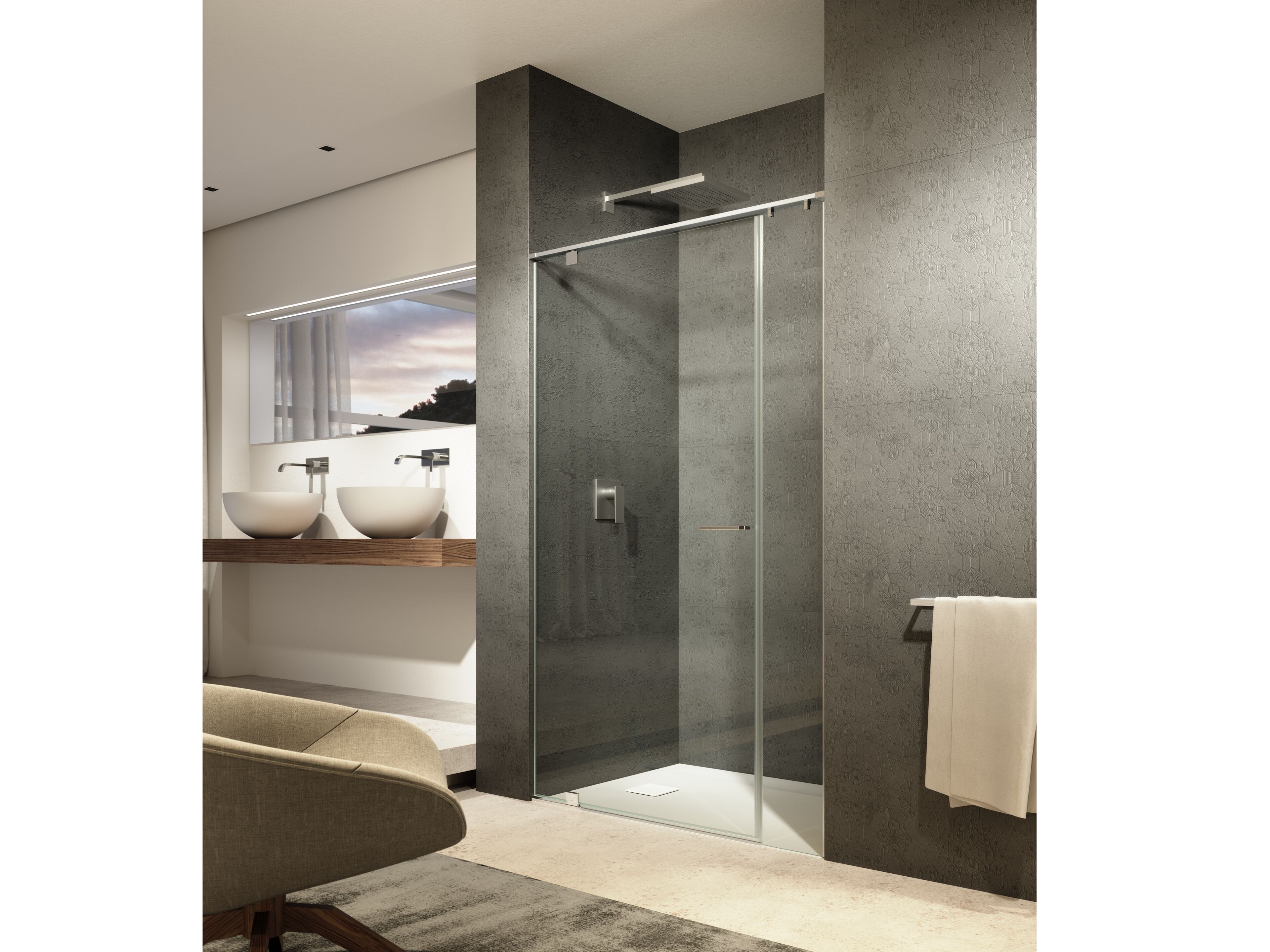 Стеклянная ниша душевая кабина с распашной дверью Provex Industrie Iunix ARCH-00077597 - Вид №1