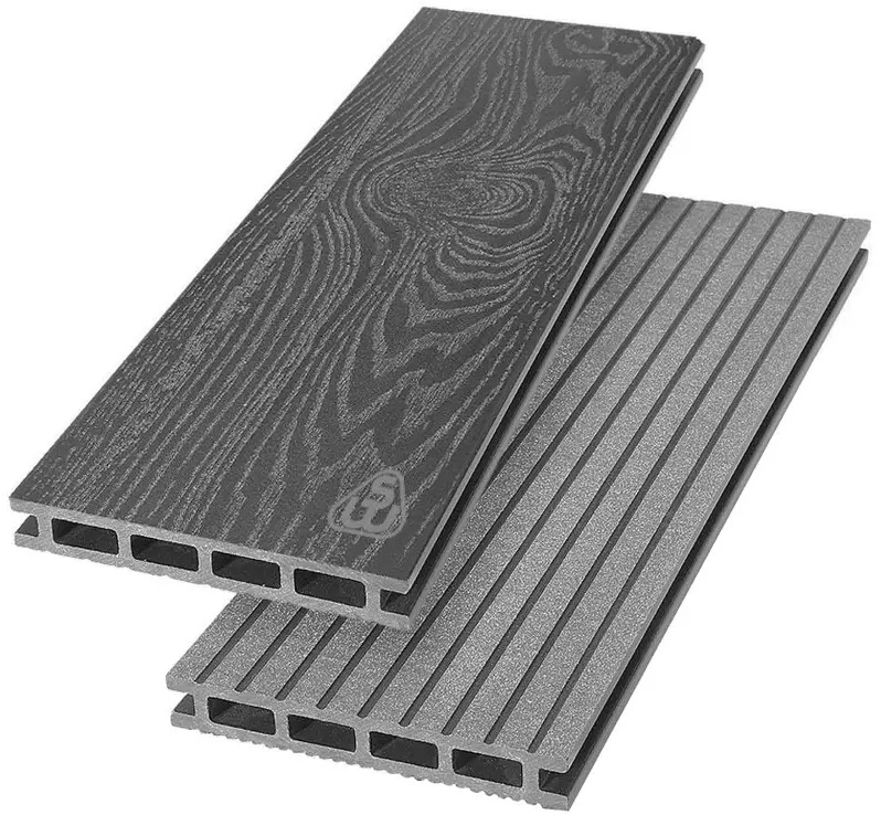 91680652 Террасная доска ДПК Savewood Carpinus графит 2000x146x22мм двусторонний вельвет/структура дерева0.584м² 2шт STLM-1014559
