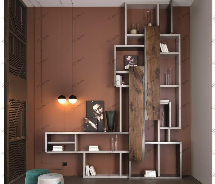 Arte Brotto Модульный открытый книжный шкаф, лакированный орех Leonardo Gg.comp01