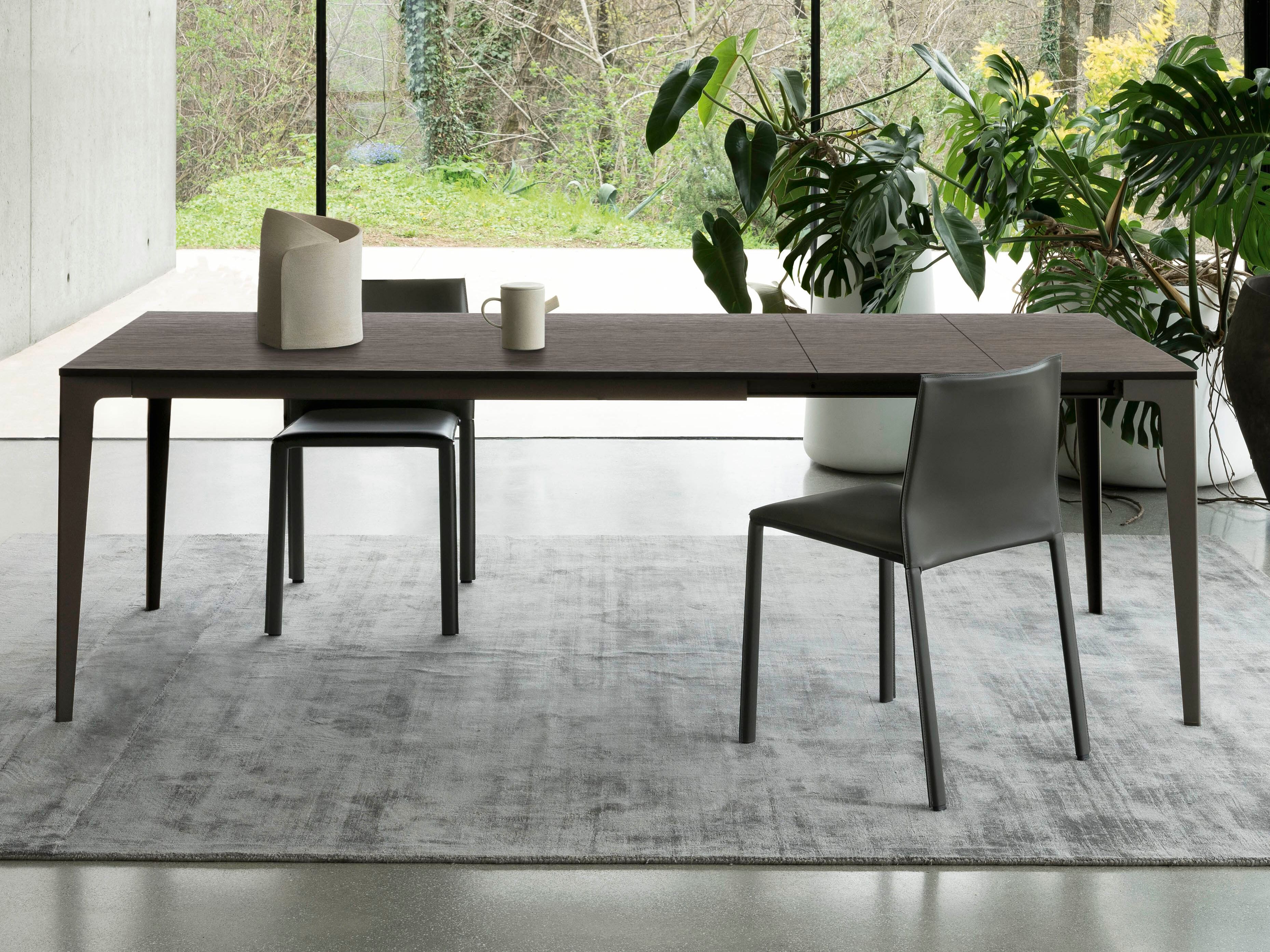 Металлический прямоугольный выдвижной стол с деревянным верхом Alf DaFrè JAG ARCH-00129974