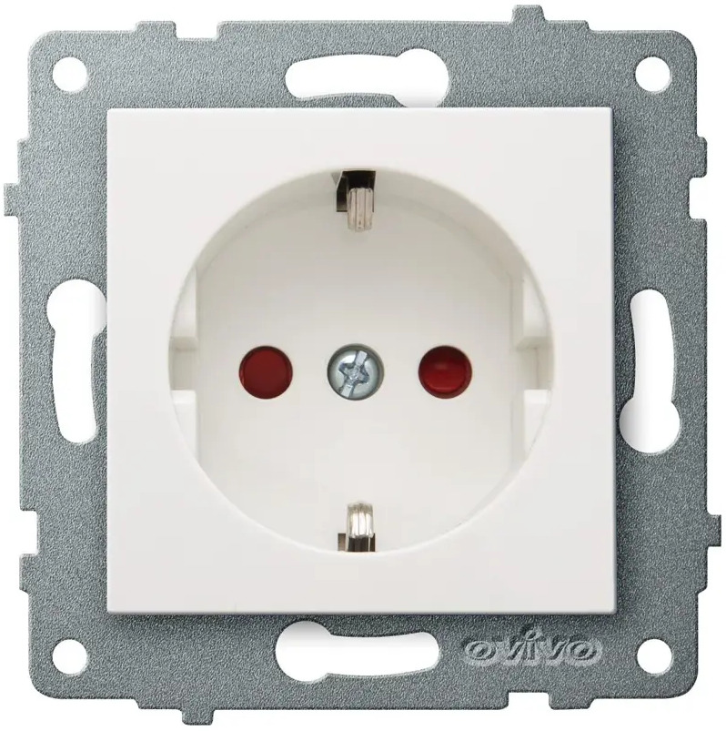 90539996 Розетка встраиваемая Ovivo Loft M+K 600-000301-218 с заземлением цвет белый STLM-0271893