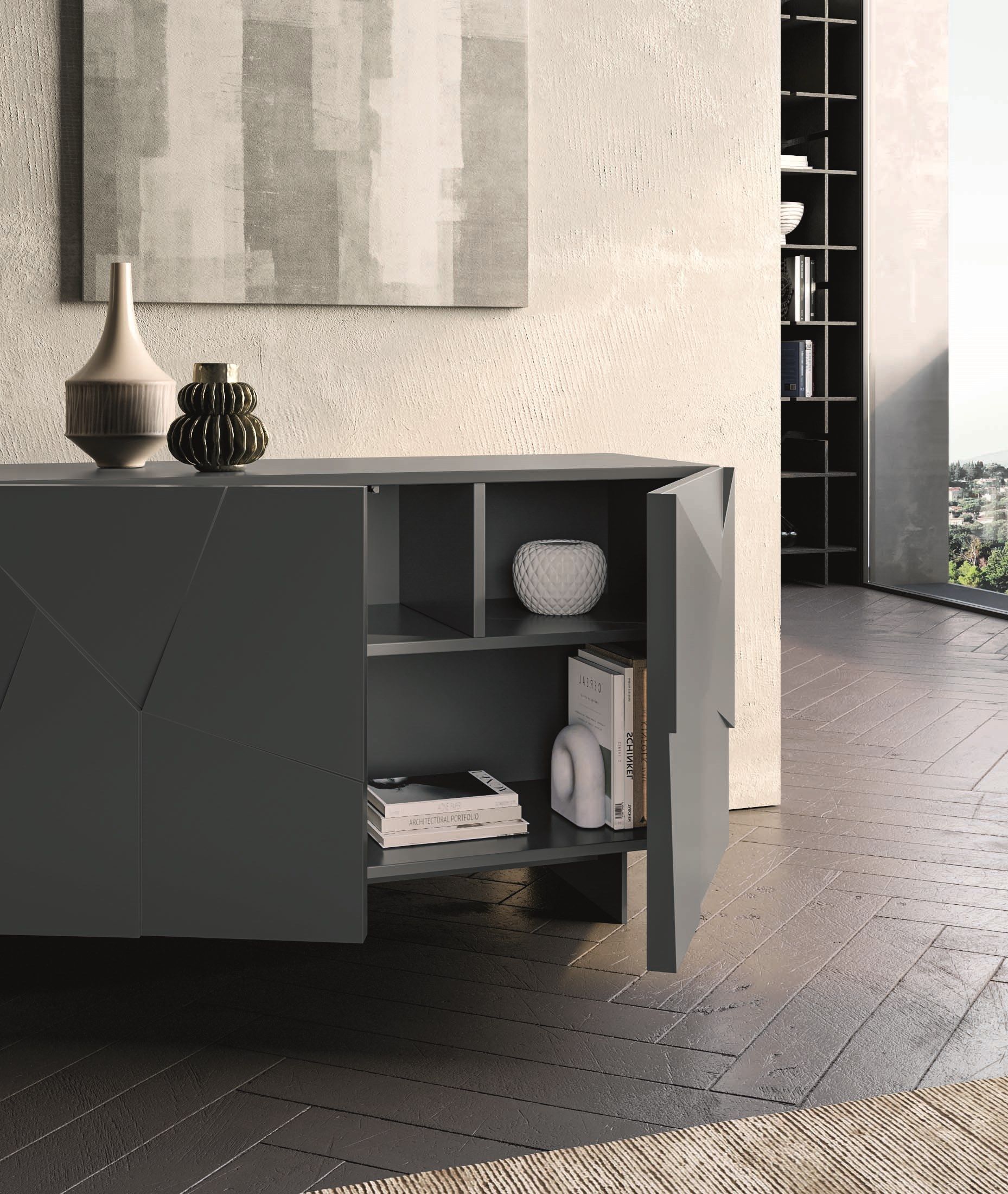 Деревянный шкаф с распашными дверями Dall'Agnese бетон ARCH-00032024 - Вид №2