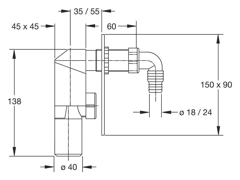ABS стиральная машина и посудомоечная машина встраиваемый сифон Bonomini Compact ARCH-00116943 - Вид №4
