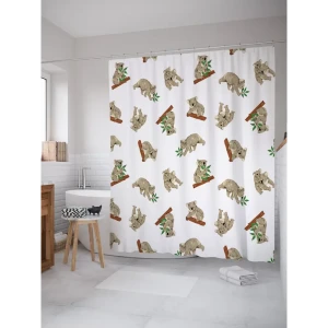 93783400 Штора для ванной JoyArty Коалы на позитиве из ткани, 180x200 см с крючками STLM-1462810