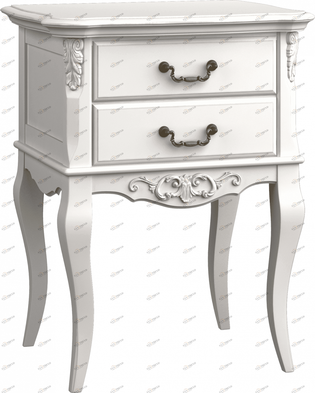 Тумбочка прикроватная белая с 2 ящиками Aletan АЛЕТАН ALETAN - PROVENCE 177776 Белый 