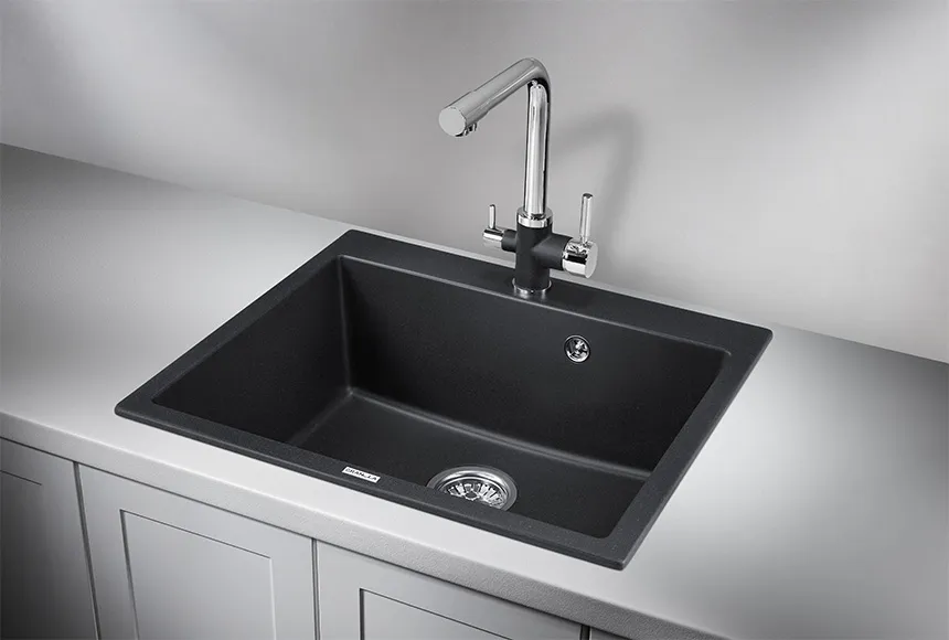 6001, ЧЁРНЫЙ, кухонная мойка, кварц GRANULA 6001-ST124