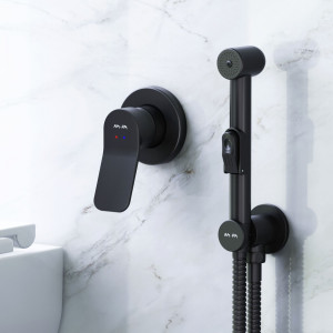 F40H85A22 гигиенический набор для скрытого монтажа со смесителем для душа черный шт. AM.PM X-Joy