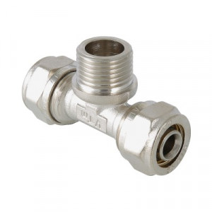 VTm.333.N.160416 Фитинг обжимной – тройник с переходом на наружную резьбу Valtec 16 мм х 1/2"