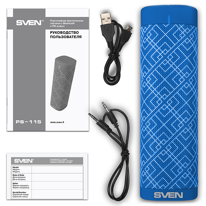 SV-018610 ps-115, синий, акустическая система (2.0, мощность 2x5 вт (rms), bluetooth, fm, usb, microsd, встроенный аккумулятор) Sven Santreyd  - Вид №6